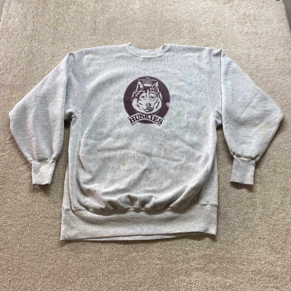 Champion Sweatshirt Mens XXL Gray Reverse Weave Huskies International School